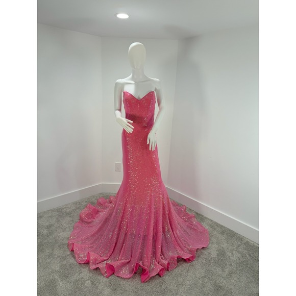 Jovani Dresses & Skirts - Jovani 04831A Fuchsia Sequin Mermaid Gown Sweetheart Low Back Formal Dress 4